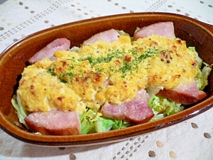 厚切りハムとキャベツのタルタル焼き