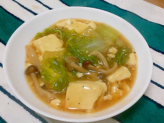 簡単 白菜としめじと豆腐のさっと煮中華あんかけ 丼 レシピ 作り方 By かっぺ4217 楽天レシピ