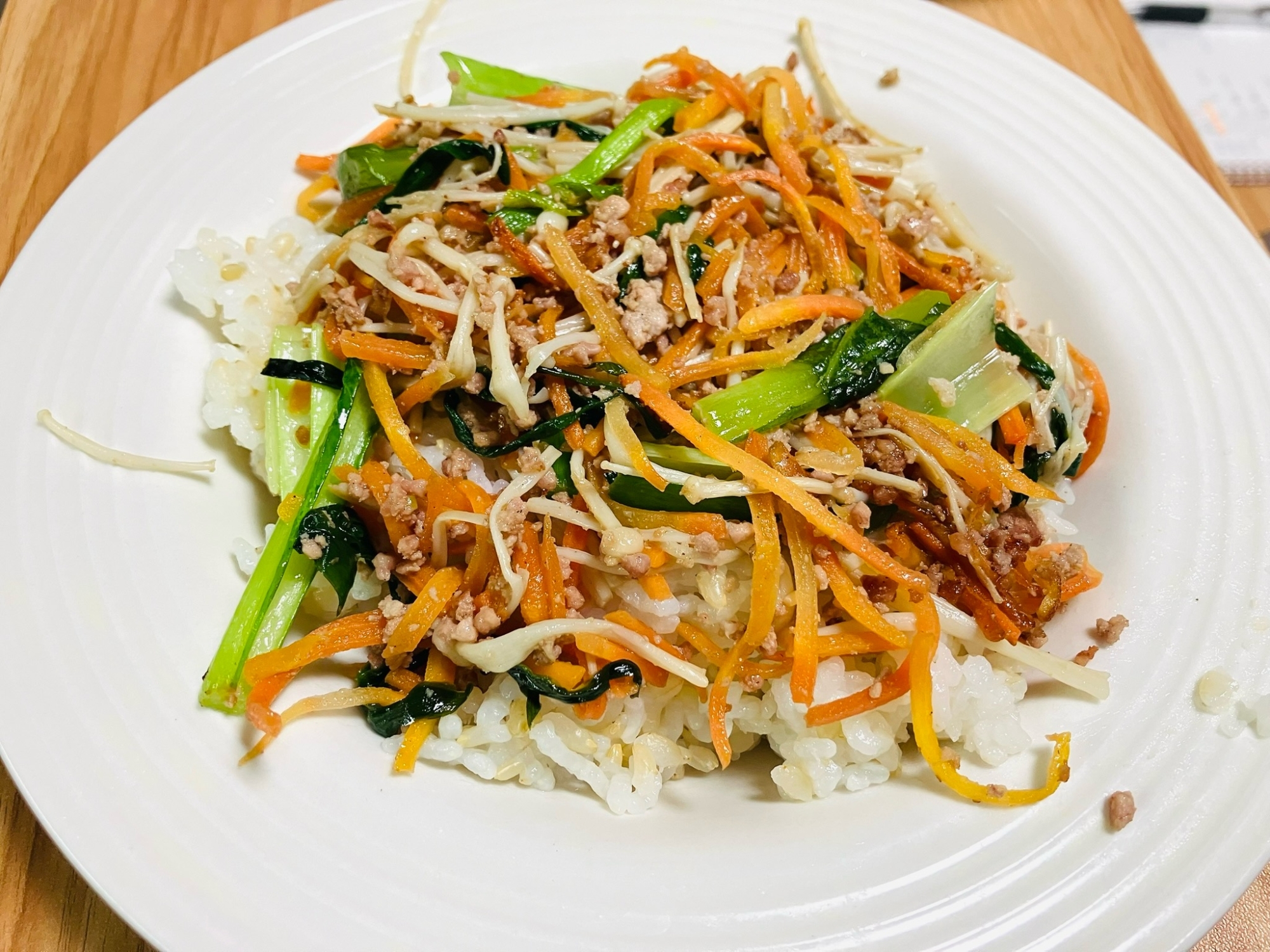 合い挽き肉と野菜のビビンバ