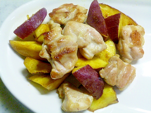 さつまいもと鶏肉の甘辛炒め