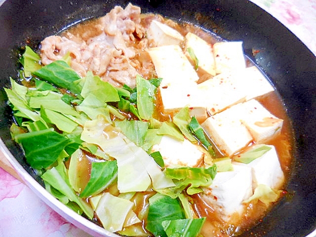 ❤キムチと豚と木綿豆腐とキャベツのお鍋❤