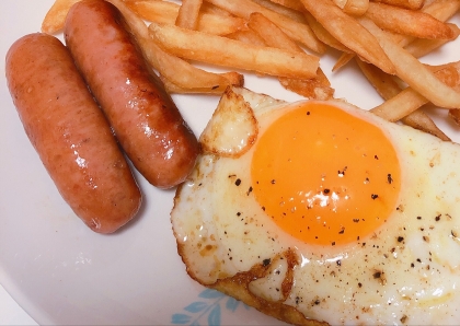 パリパリウインナーで朝食　　パンにもご飯にも合うよ