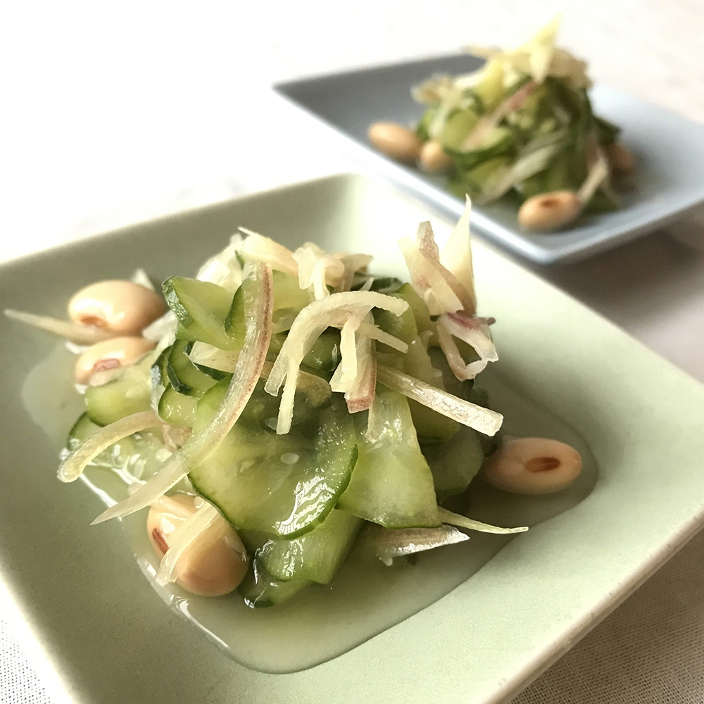 みやだいずと夏野菜の酢の物