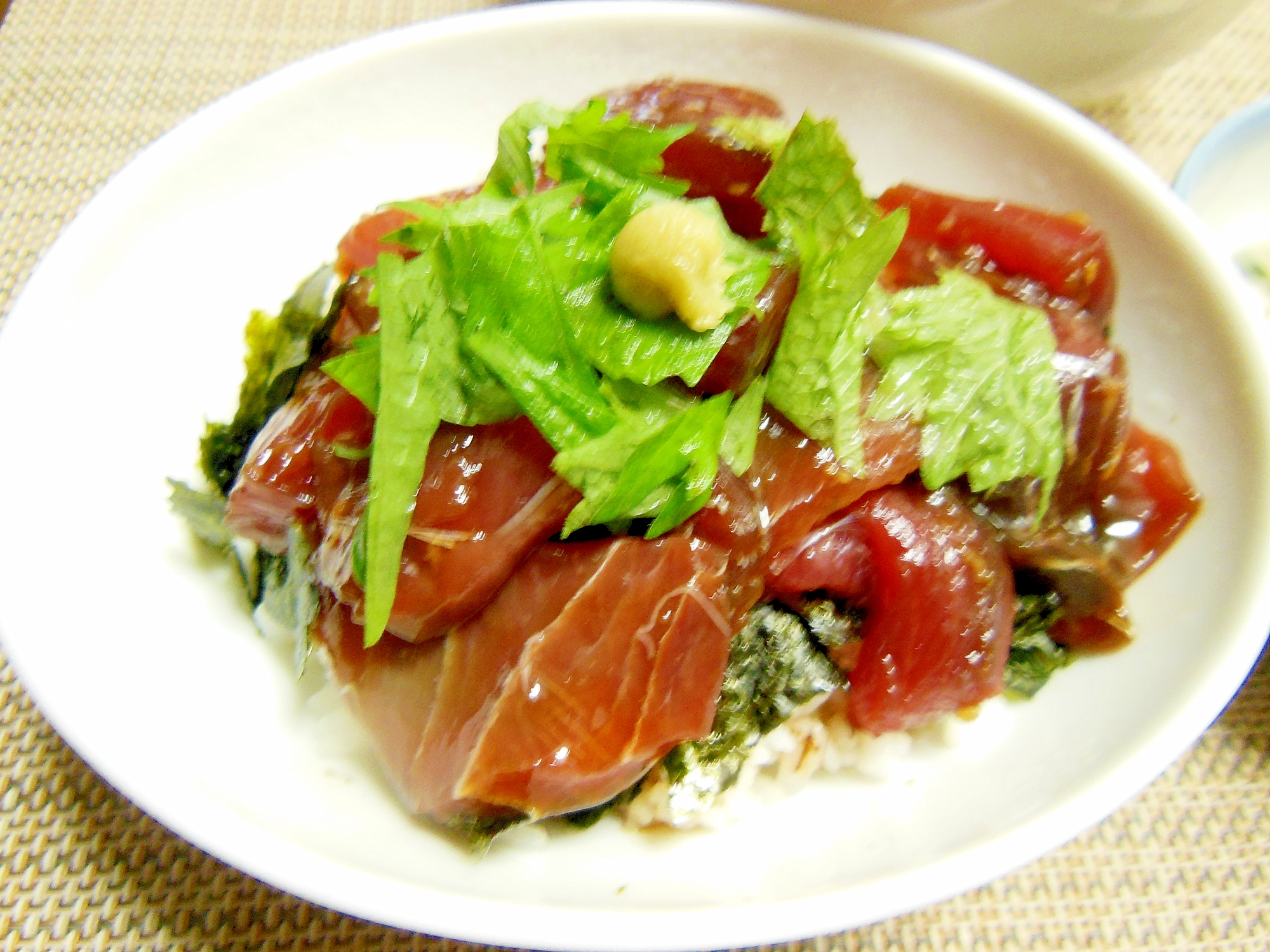 時短、 簡単！夕飯に、マグロの漬け丼♪