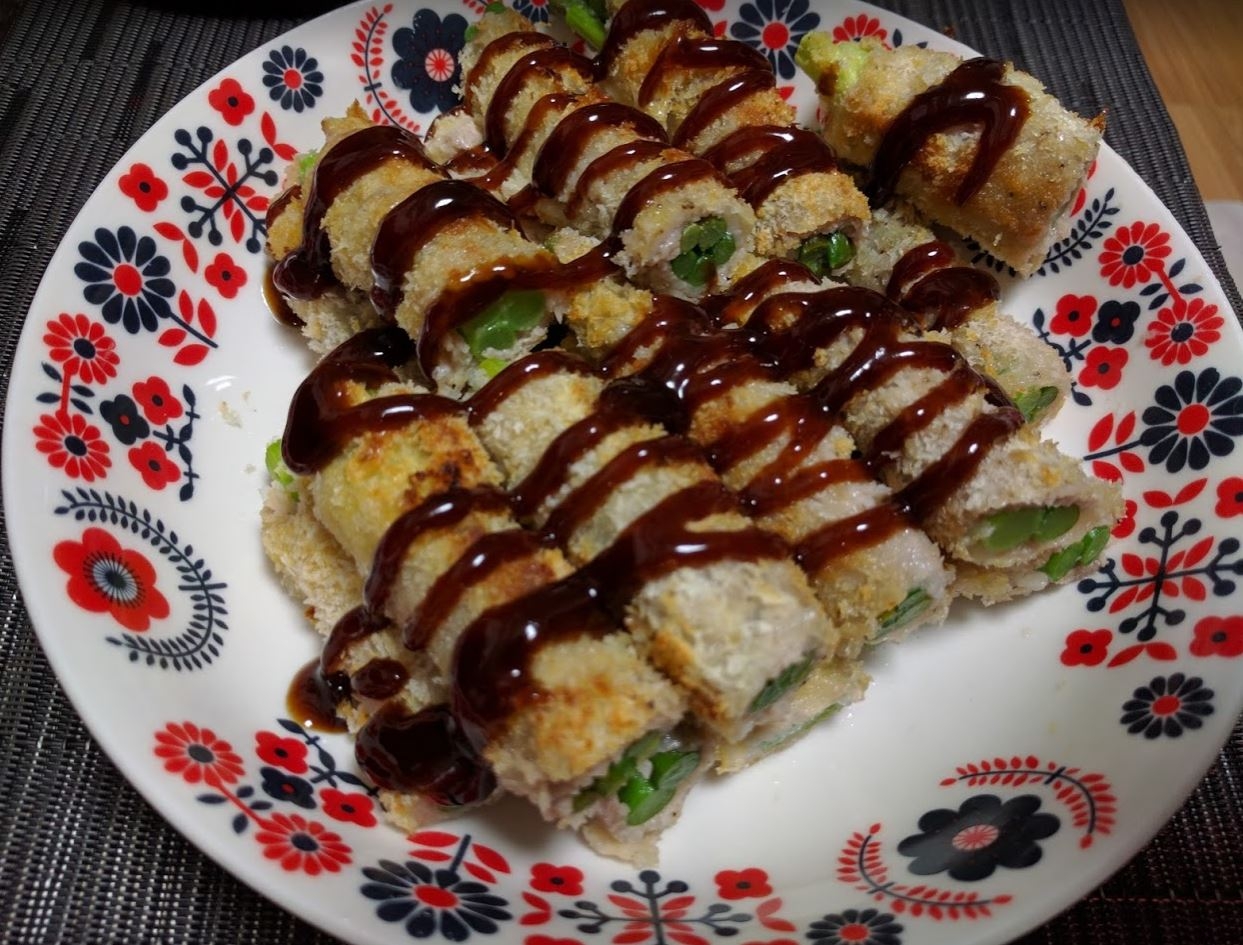 揚げなくてヘルシー!ニンニクの芽の豚肉巻き