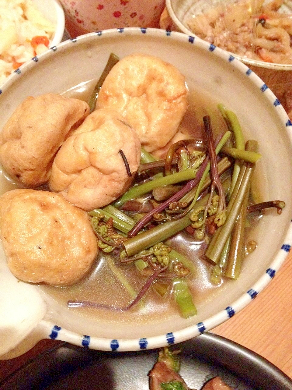 ワラビとゼンマイとがんもどきの煮物