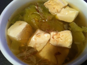 豆腐とキャベツのポン酢スープ