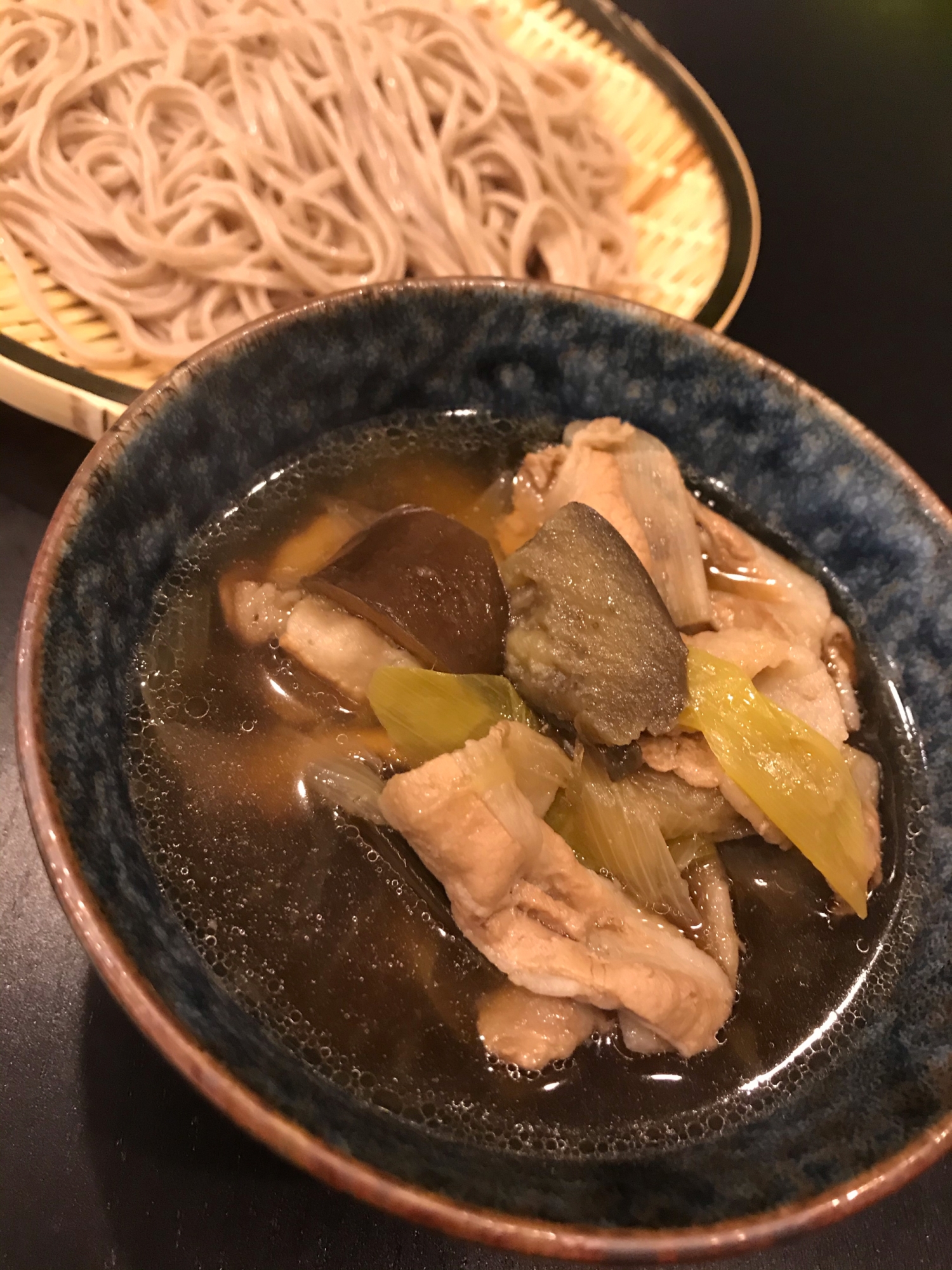 なすと豚バラのつけ汁そばorうどん