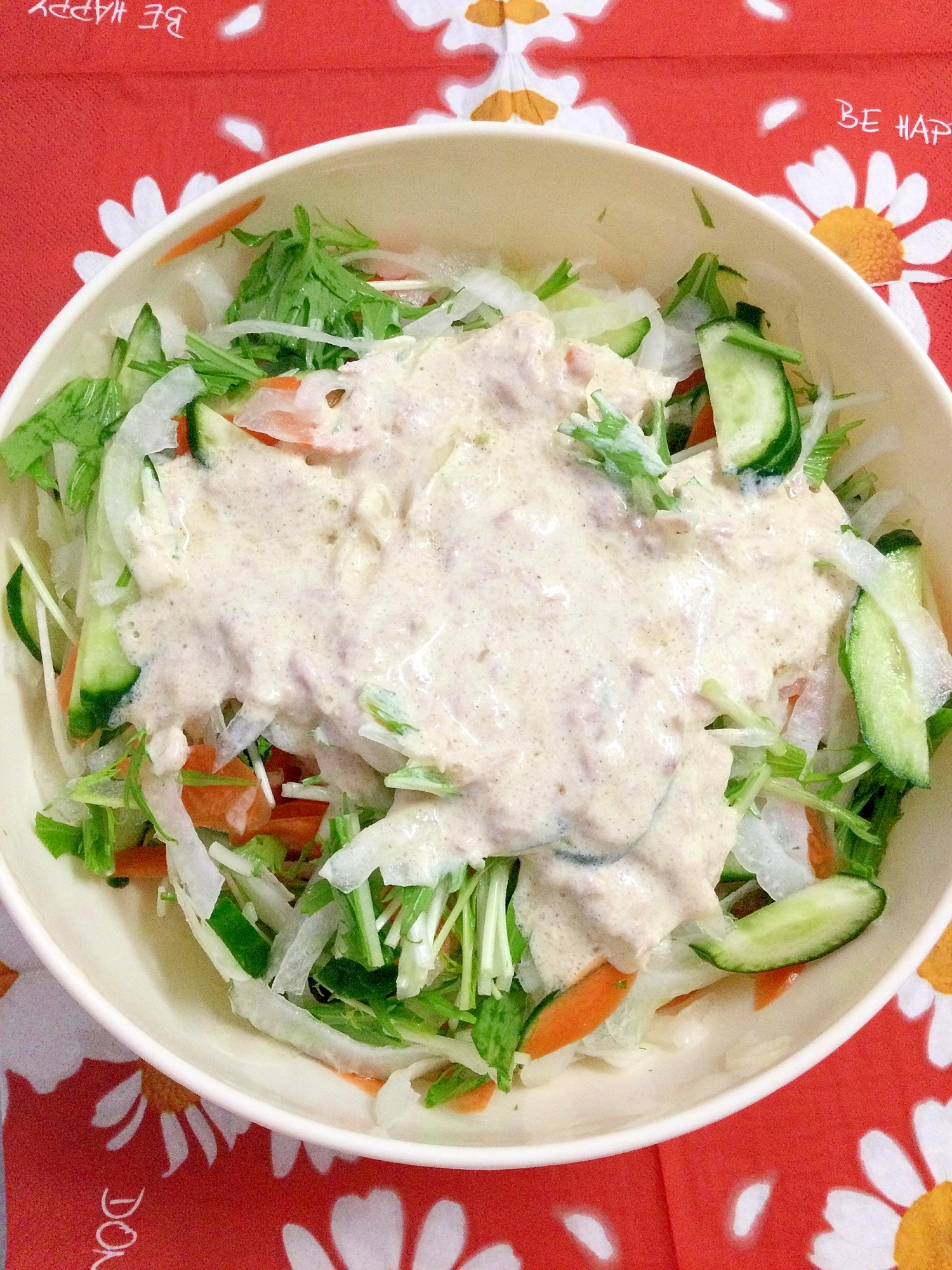 【サラダ】簡単手作りドレッシングで♪生野菜サラダ