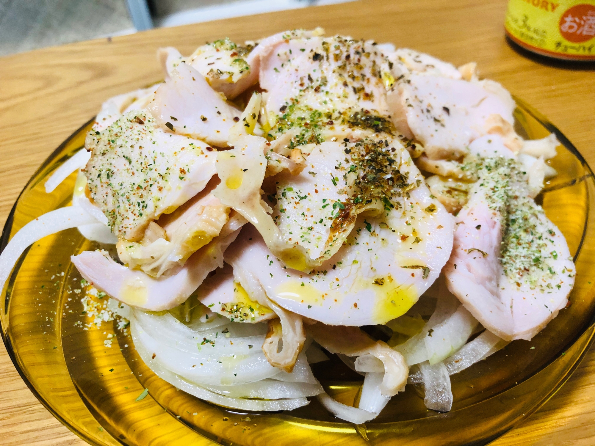 ローストチキンと新玉ねぎカルパッチョ