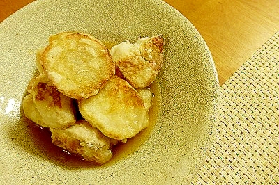 レンチンで簡単☆里芋の揚げ焼き・和風だしかけ♪