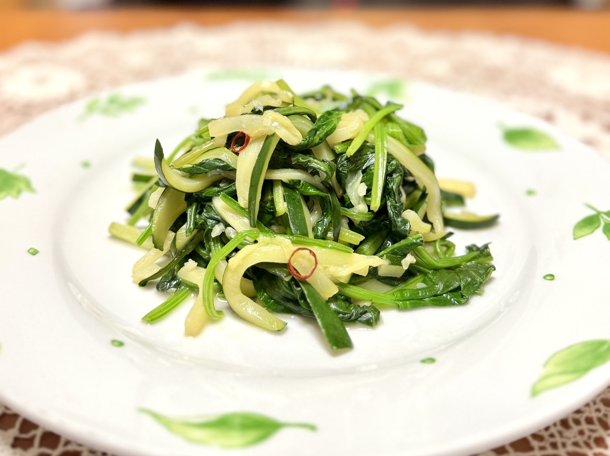 ほうれん草とズッキーニの☆にんにくソテー