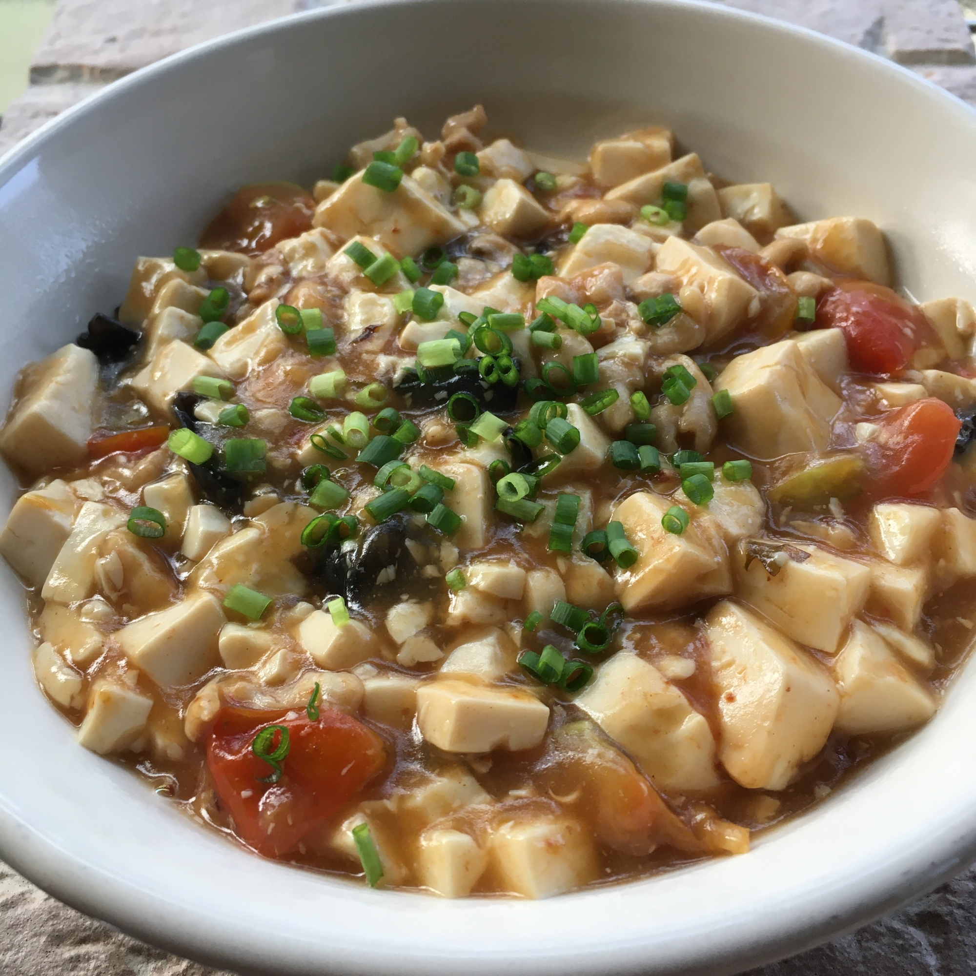 トマト豆腐キクラゲ鶏皮のあん煮♪