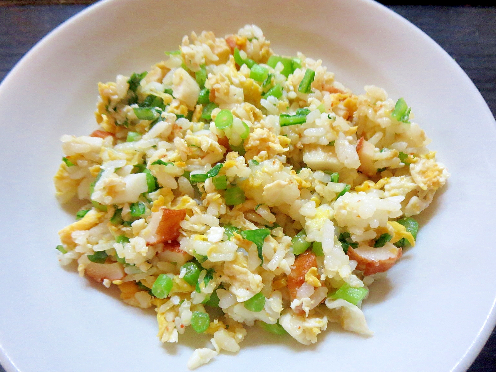 葉物野菜の茎の炒飯