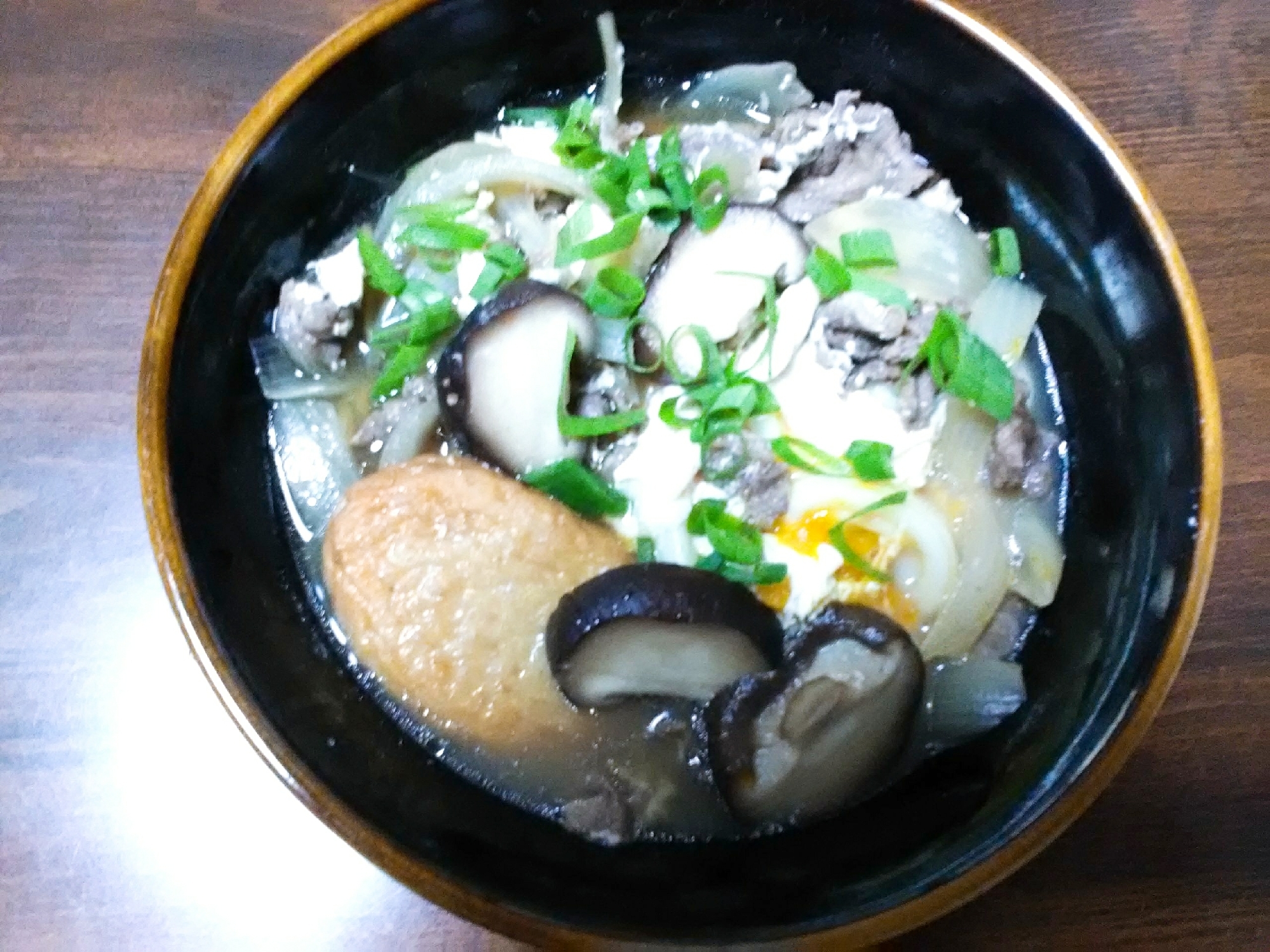 すき焼きのタレで椎茸と落とし卵の甘辛うどん レシピ 作り方 By のん７８６ 楽天レシピ