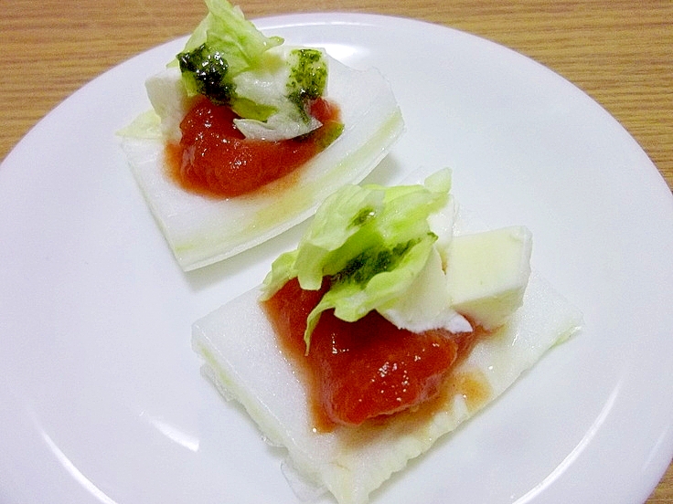 白菜のカナッペ☆トマト缶とモッツァレラチーズ☆