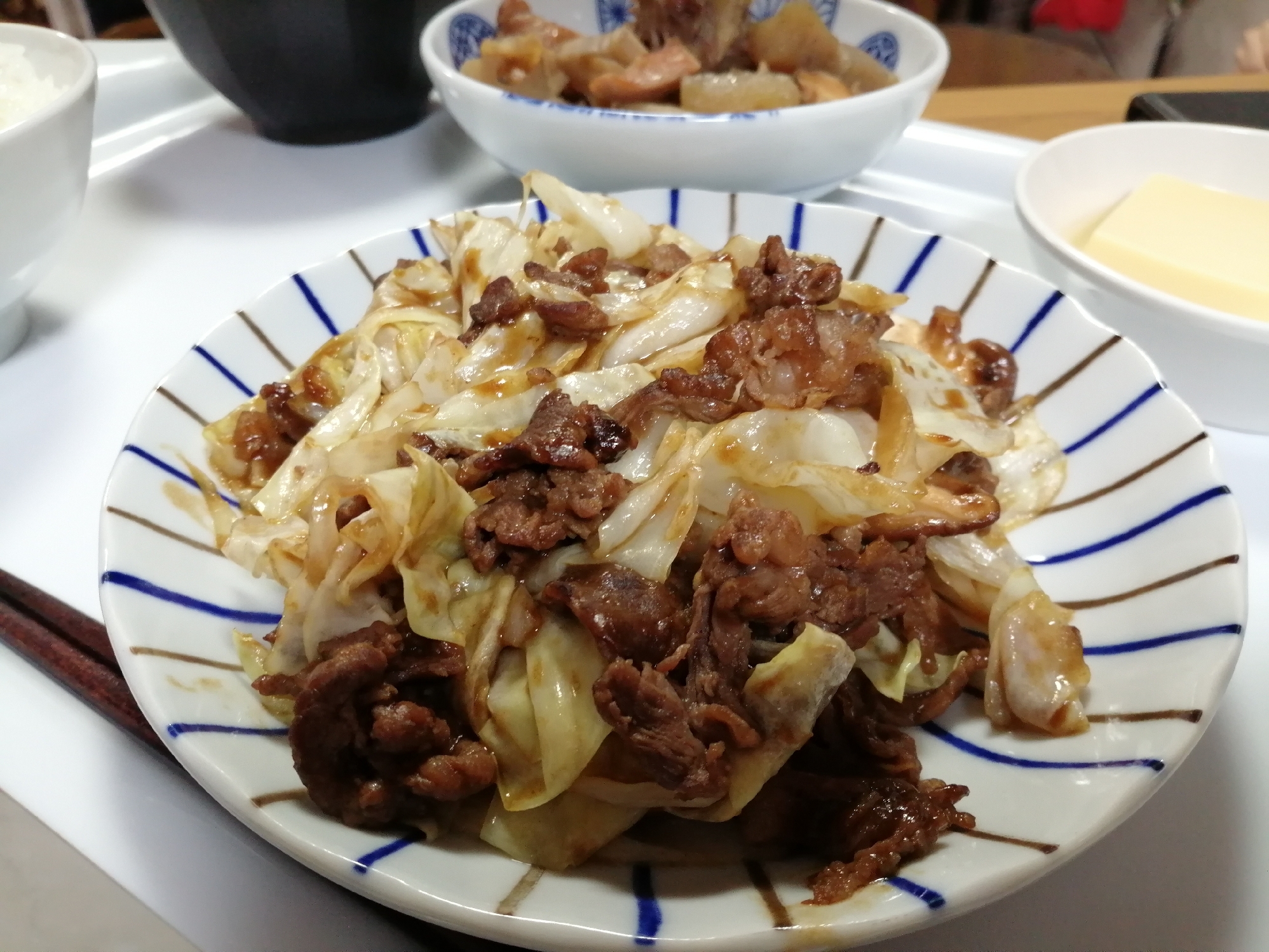 牛とキャベツの中華味噌いため