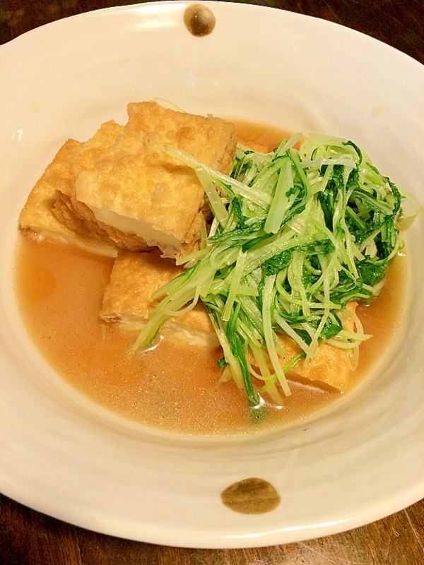 厚揚げと水菜の煮物