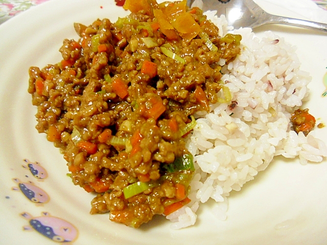 ネギと野菜たっぷりドライカレー