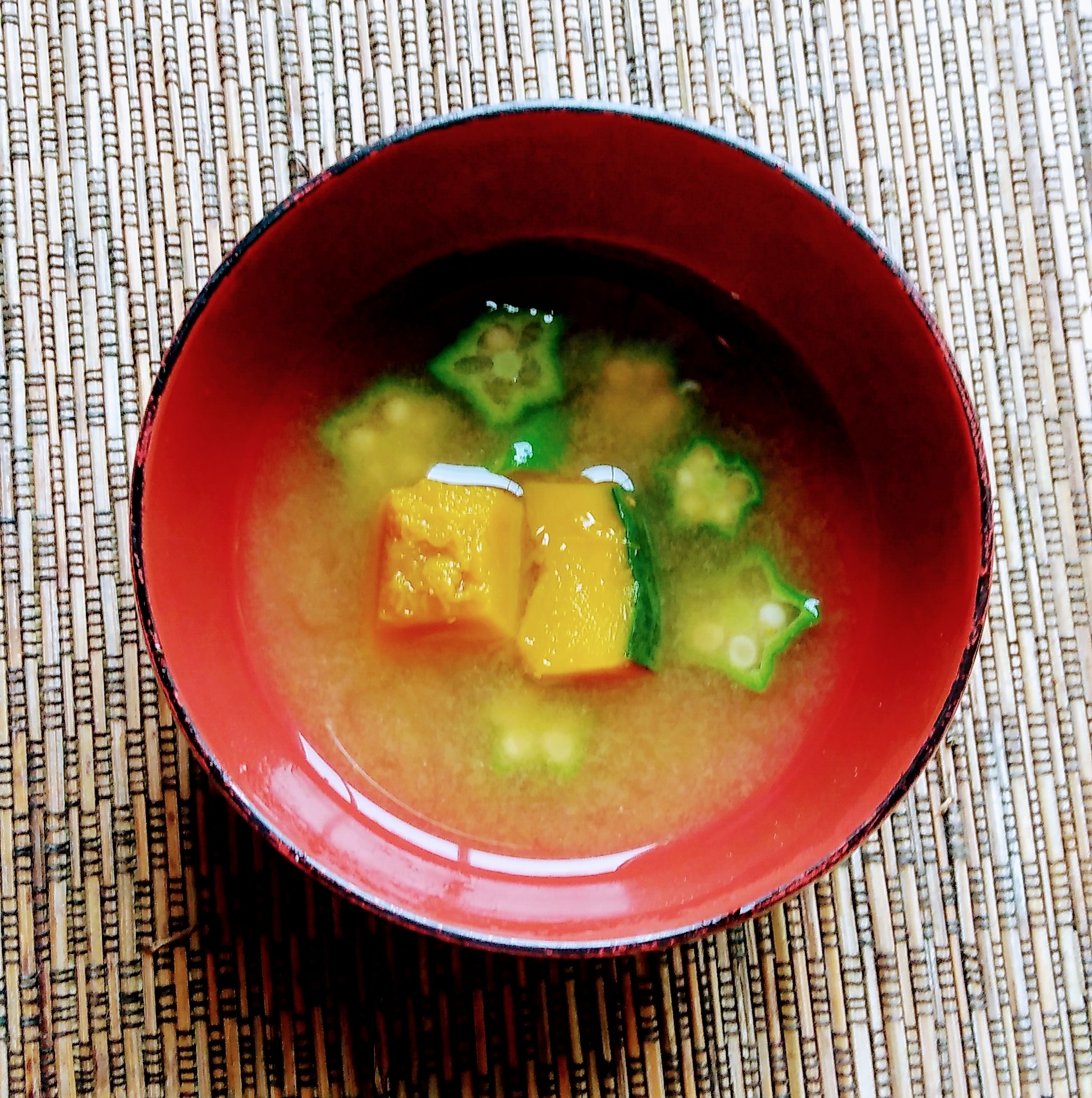 かぼちゃの煮物リメイク★かぼちゃ オクラの味噌汁