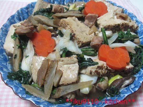 ♪焼き豆腐と野菜の､すき焼きふう煮！