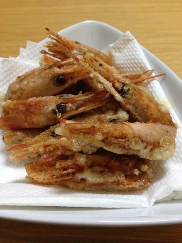 エビの頭の竜田揚げ