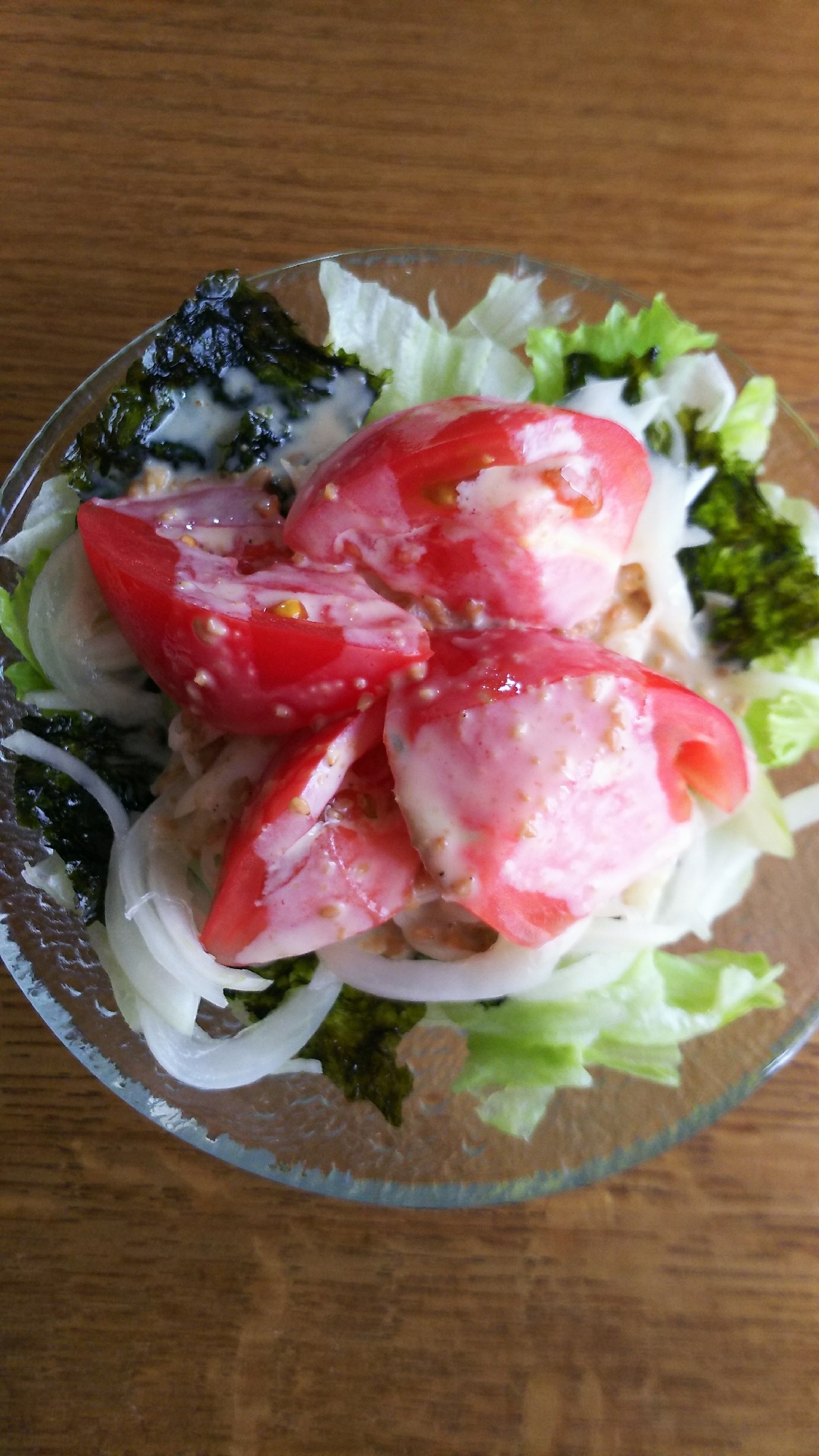 レタス&玉ねぎ&トマトの海苔サラダ