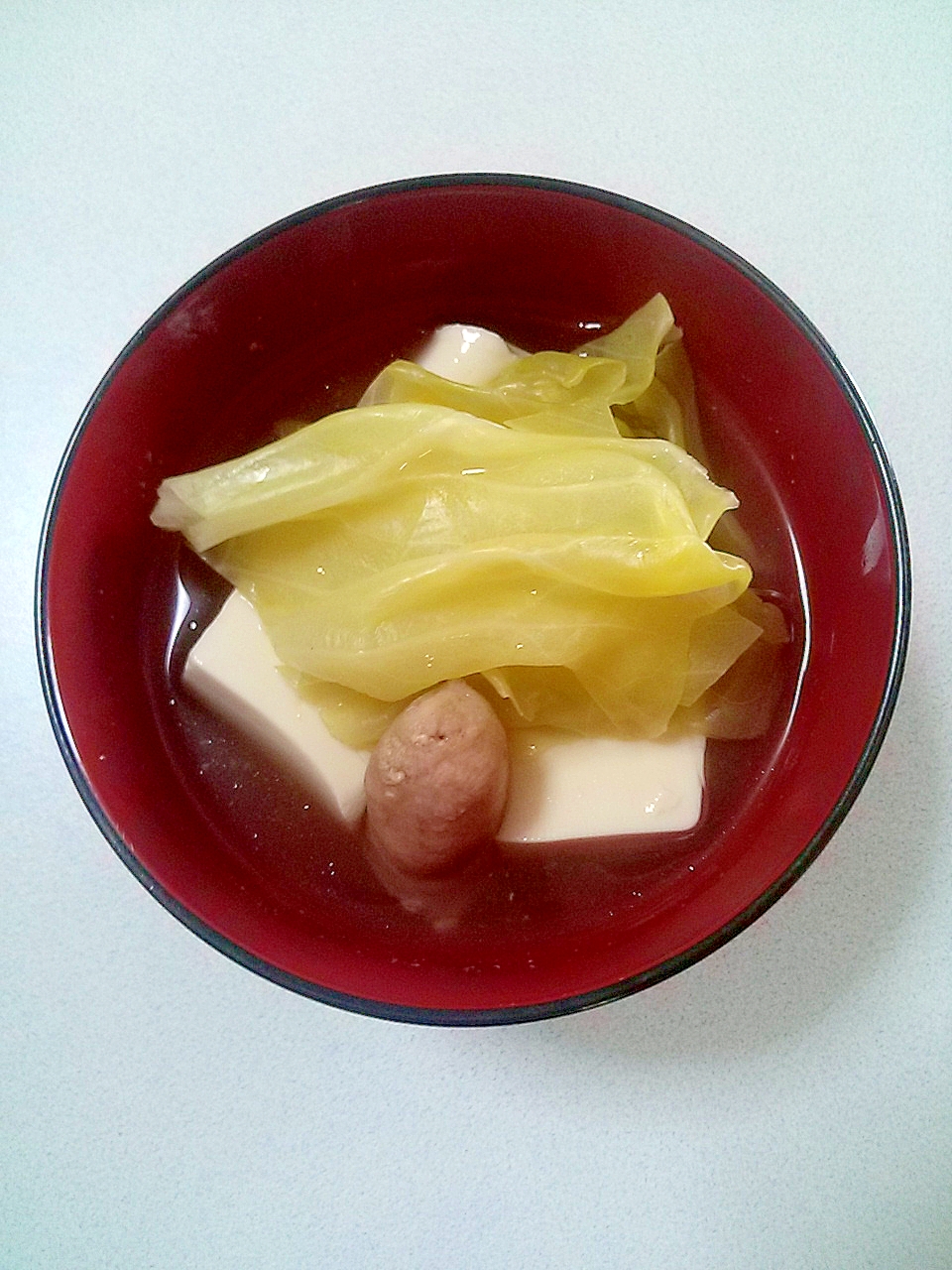 豆腐入り☆キャベツとウインナーのコンソメスープ