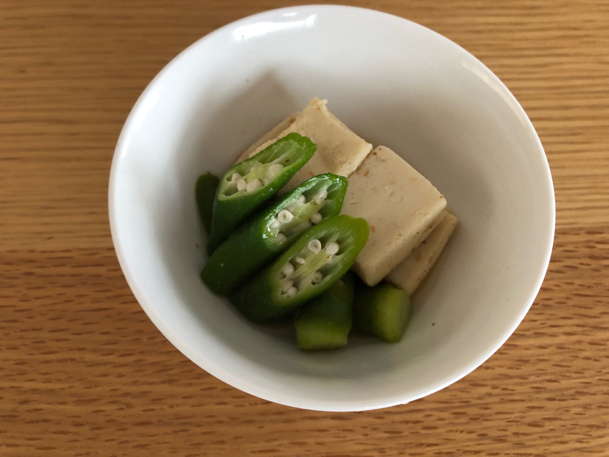 オクラと高野豆腐の含め煮
