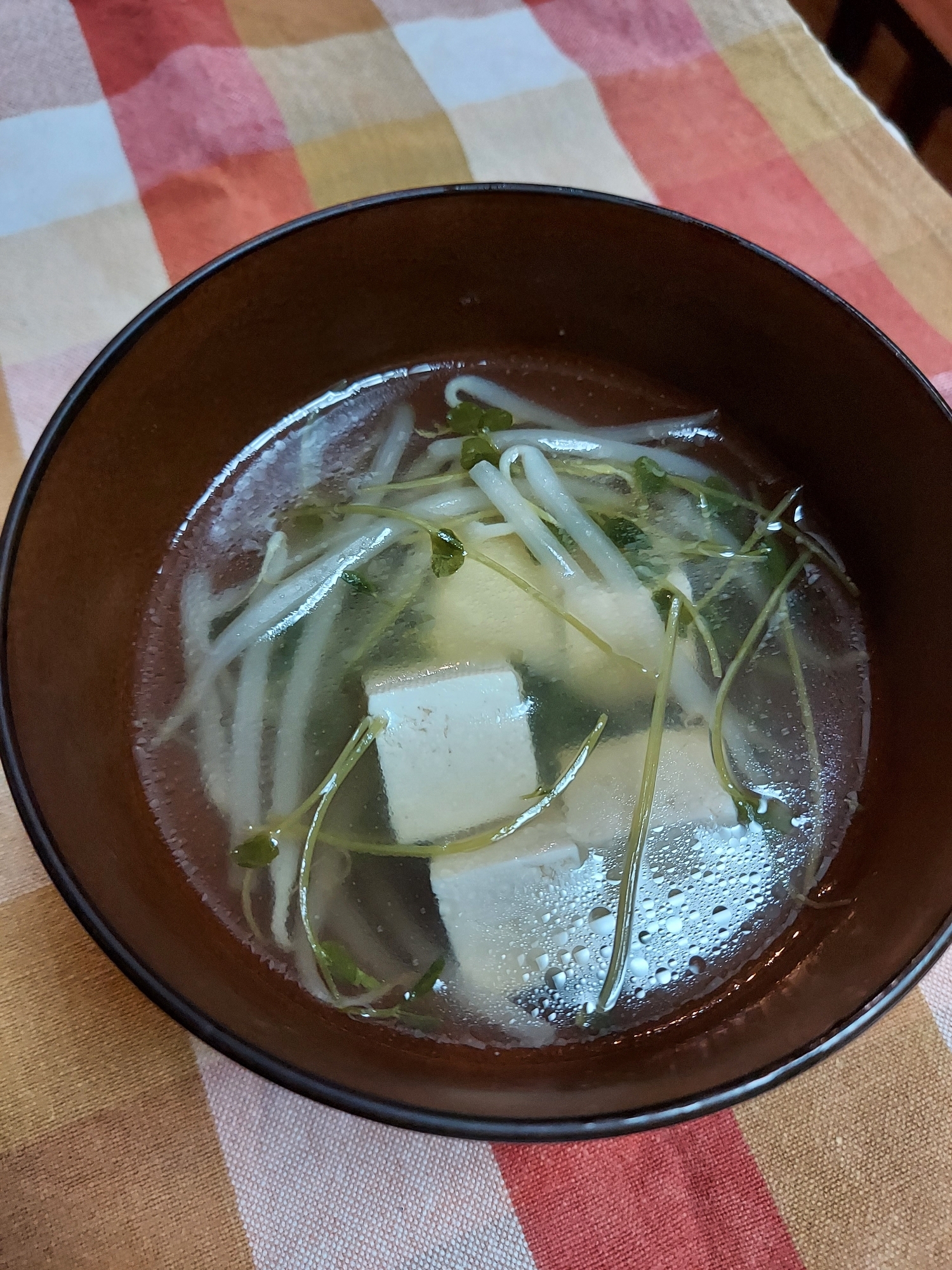 ヘルシー☆豆腐・もやし・豆苗のスープ
