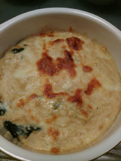 おいしかったです!ヘルシーお手軽!残り物のほうれん草も入れました!