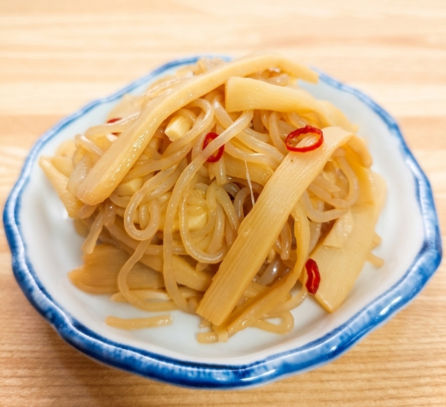 ピリ辛【しらたきとメンマの鶏ガラ炒め】