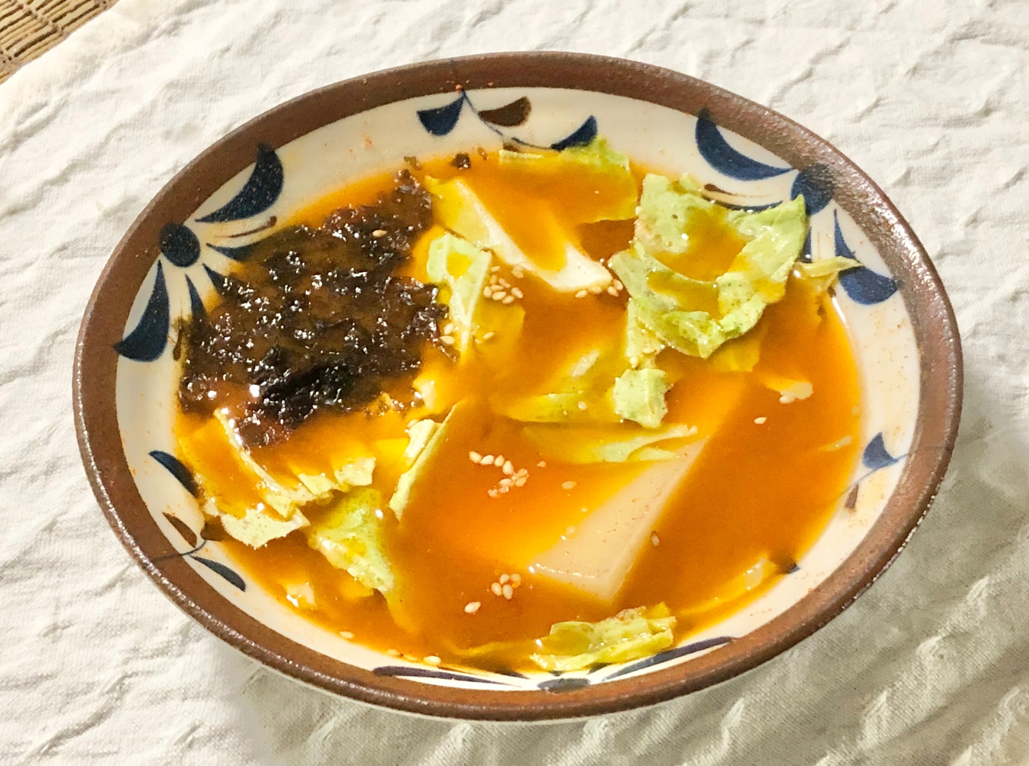 簡単⭐レンジでお餅入り韓国風スープ
