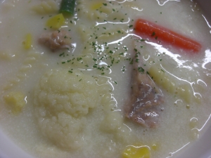 生鮭と野菜のスープパスタ