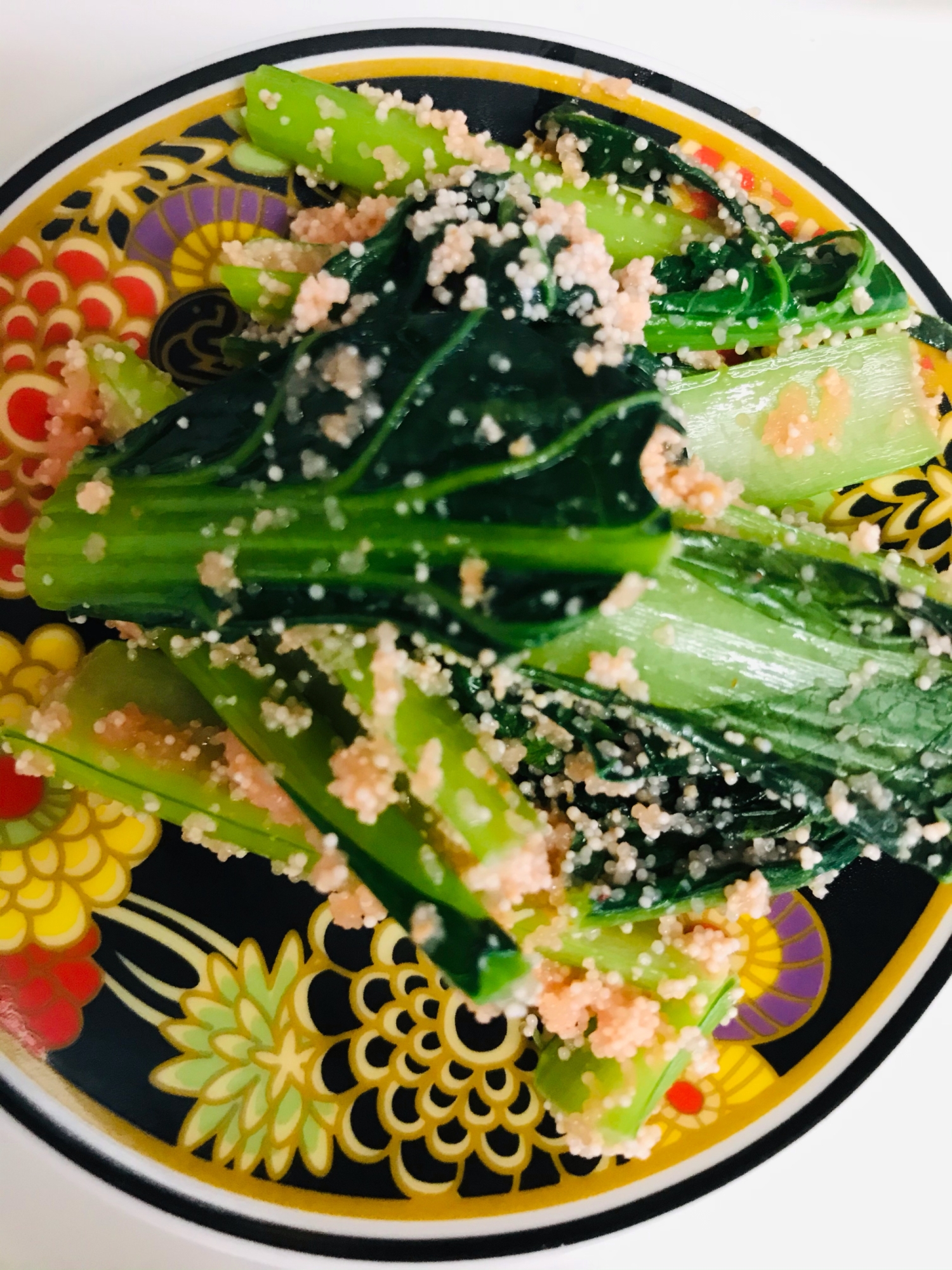 小松菜と明太子の炒め物