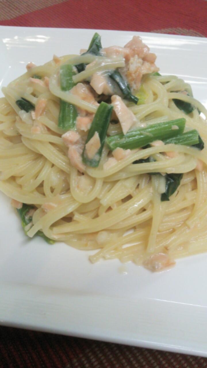 簡単 鮭とほうれん草のクリームパスタ レシピ 作り方 By Enegene 楽天レシピ