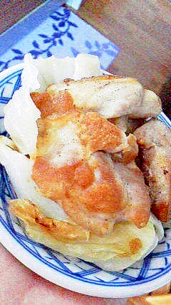 鳥モモ肉・キャベツ・えのきの蒸し煮
