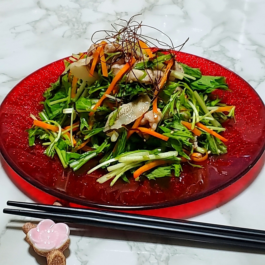 豚しゃぶ肉と水菜の塩昆布ナムル