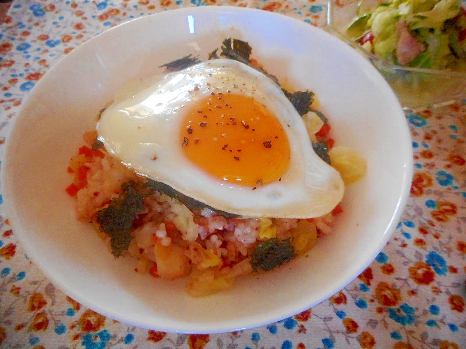 キャベツとキムチの混ぜご飯