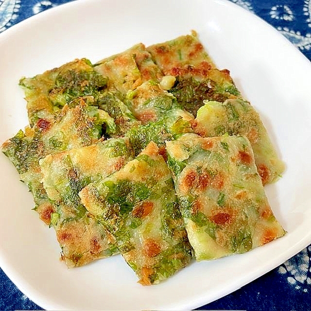 セロリの葉と納豆のチヂミ