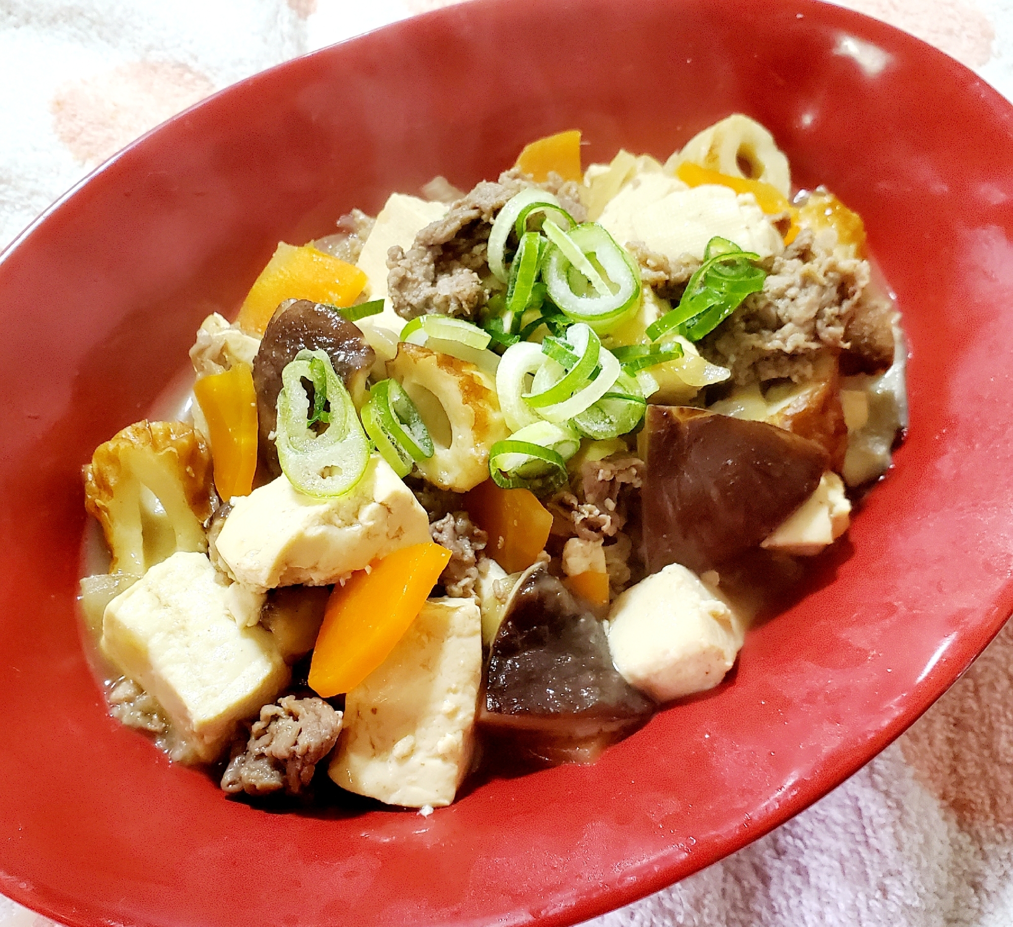 牛肉とちくわと豆腐の煮物