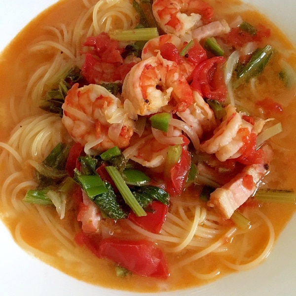 たっぷり野菜とエビのスープスパ レシピ 作り方 By けんけん00 楽天レシピ たっぷり野菜とエビのスープスパ レシピ 作り方 By けんけん00 楽天レシピ