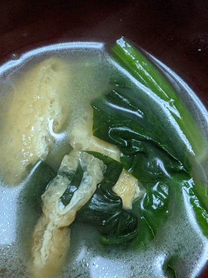 ほうれん草と油揚げの味噌汁（昆布だし・塩麹入り）