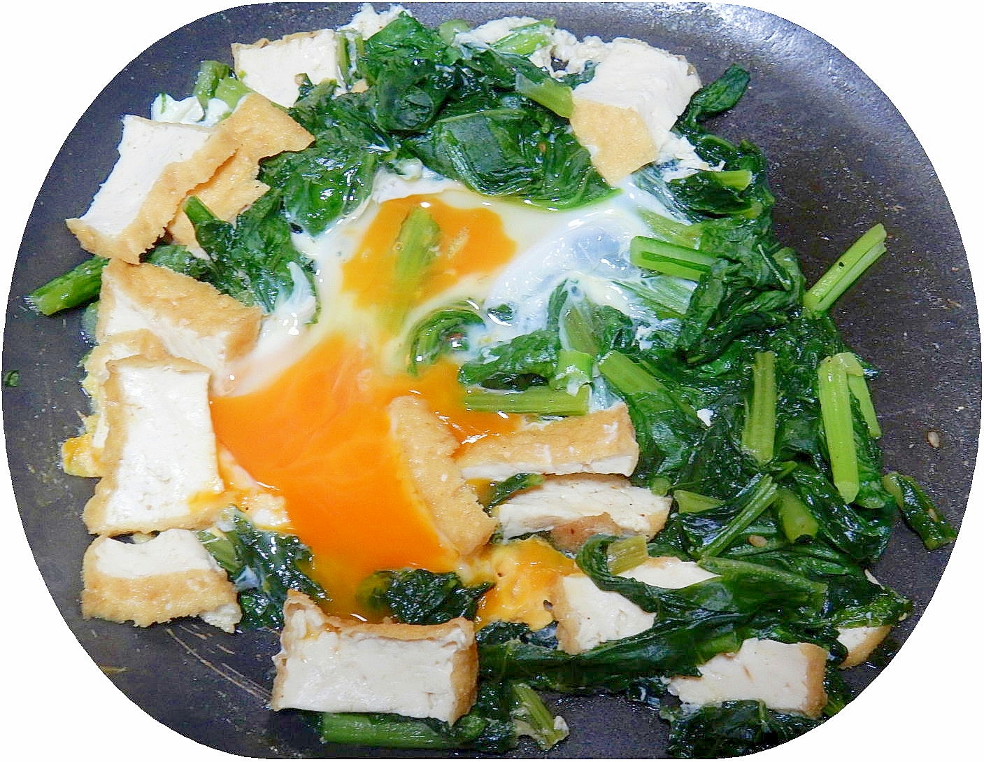 小松菜と厚揚げの卵とじ
