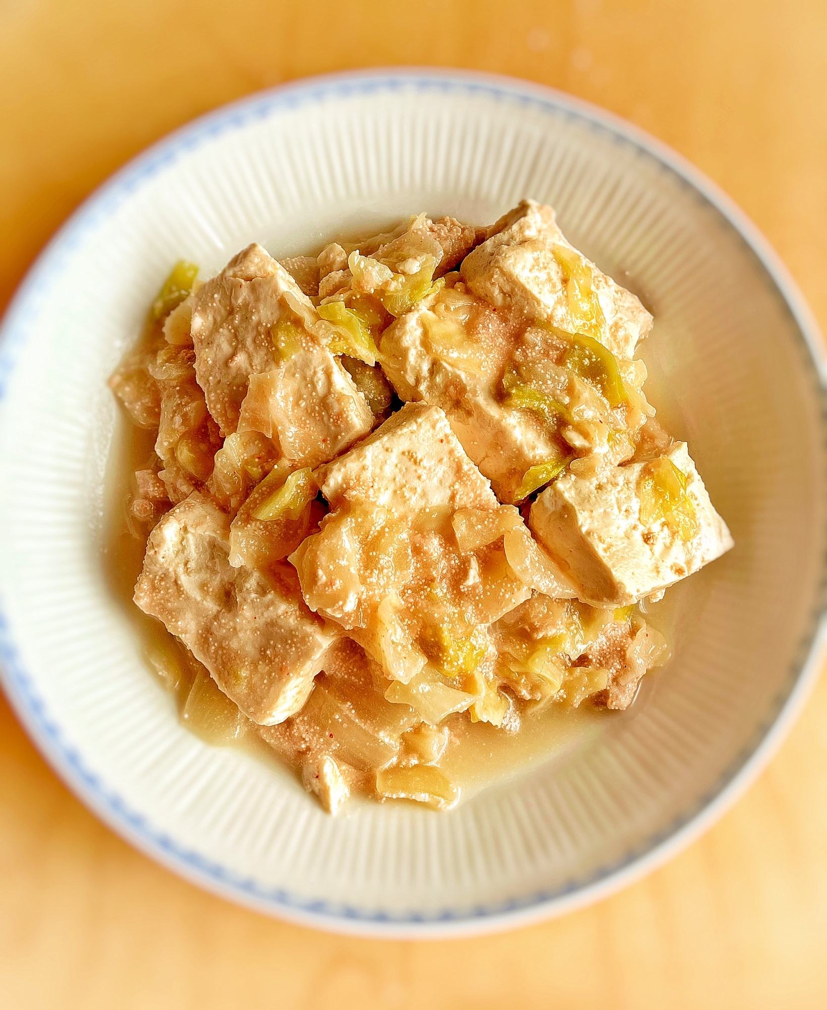 豆腐、キャベツ、明太子のクリーム煮