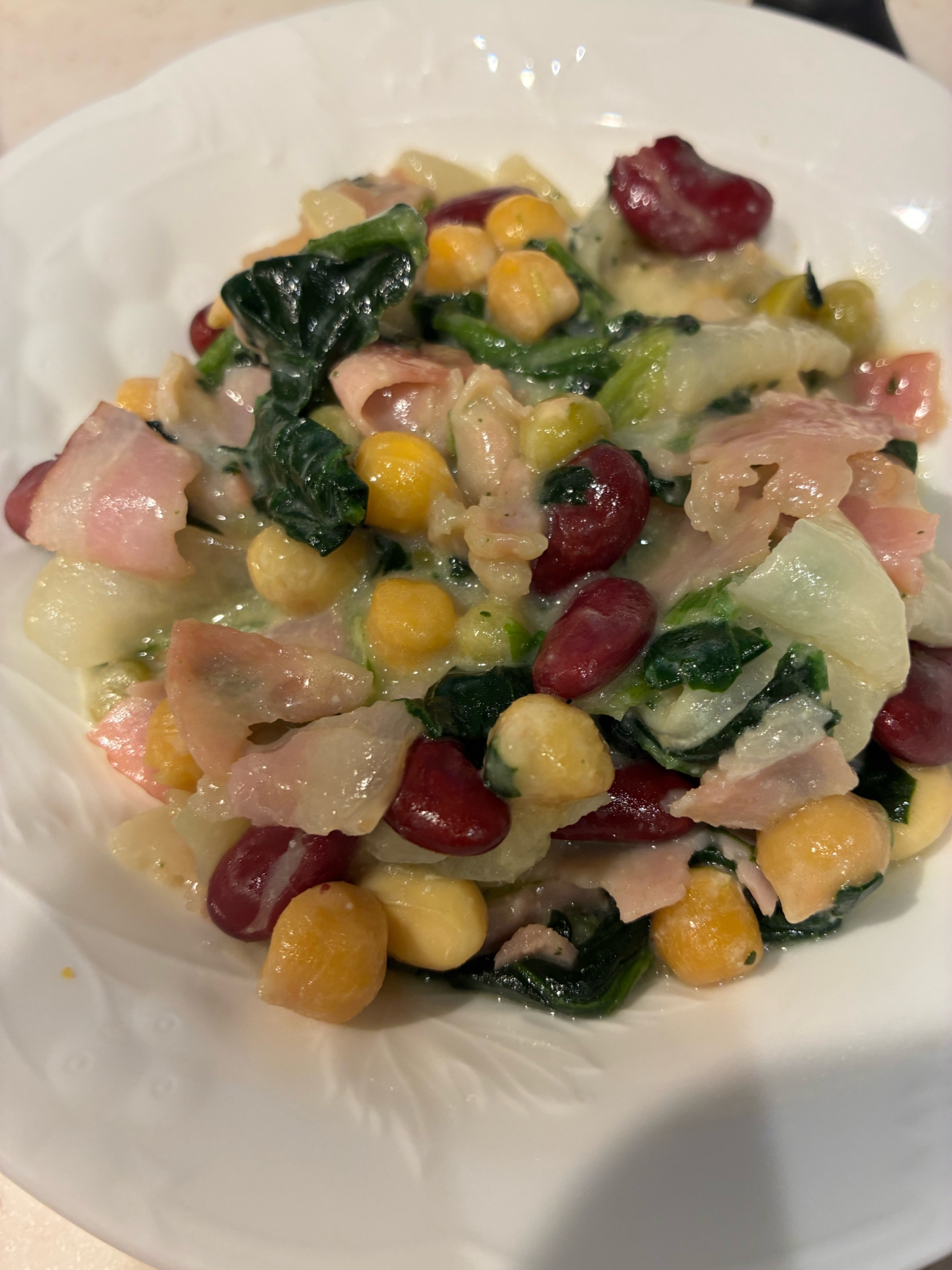 ベーコンほうれん草の味噌マヨ炒め。No.1050