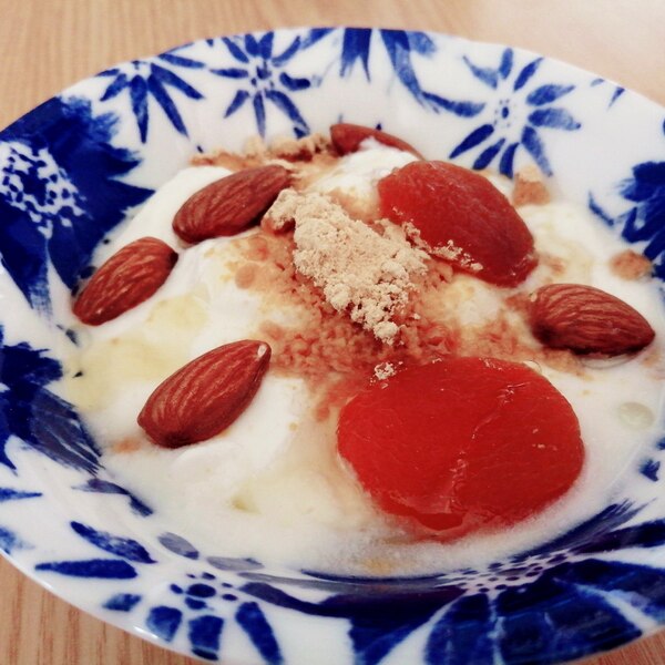 ドライ杏とアーモンドの蜂蜜きな粉ヨーグルト レシピ 作り方 By はじゃじゃ 楽天レシピ ドライ杏とアーモンドの蜂蜜きな粉ヨーグルト レシピ 作り方 By はじゃじゃ 楽天レシピ