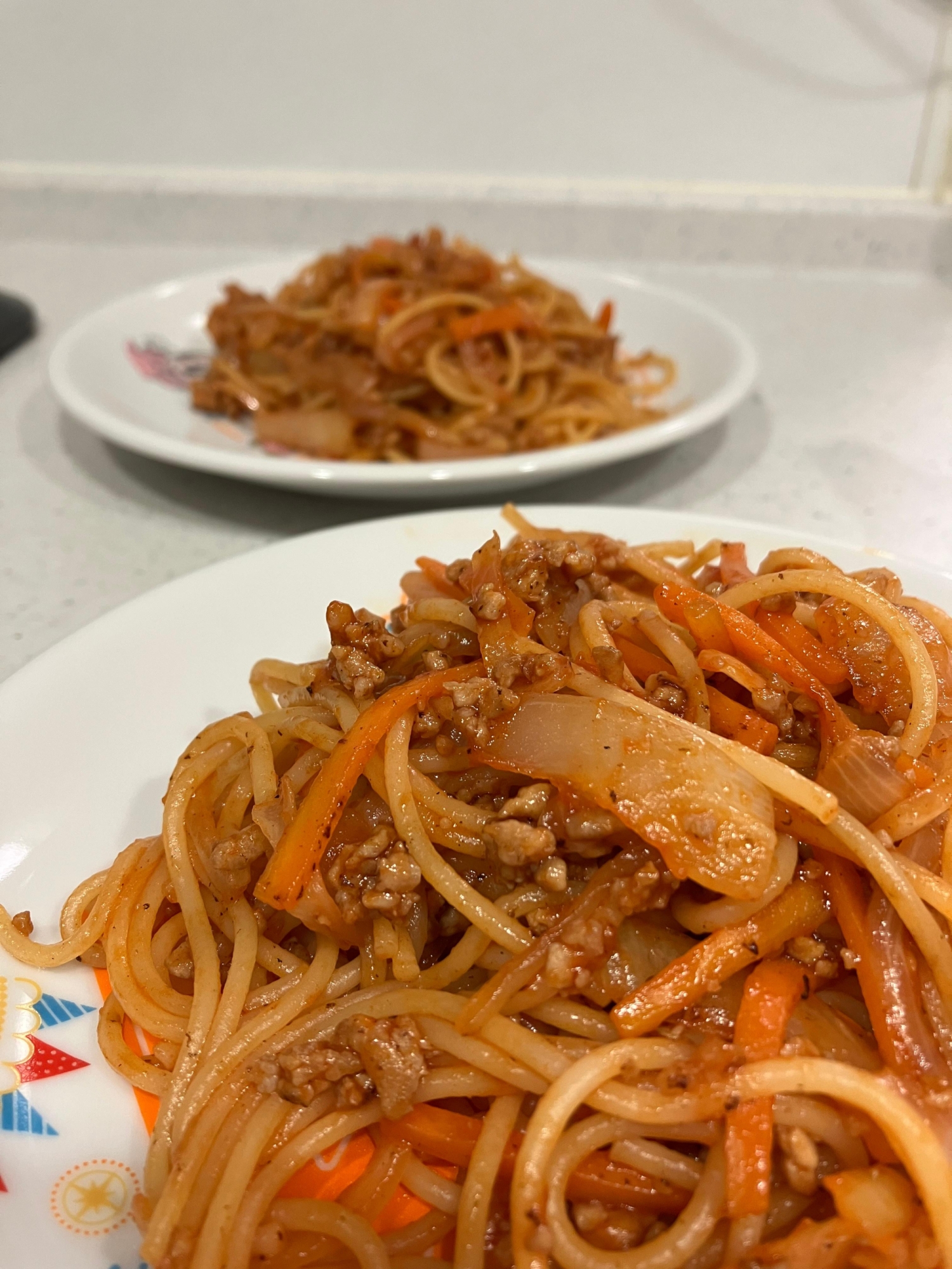 挽肉とお野菜でケチャップスパゲッティ