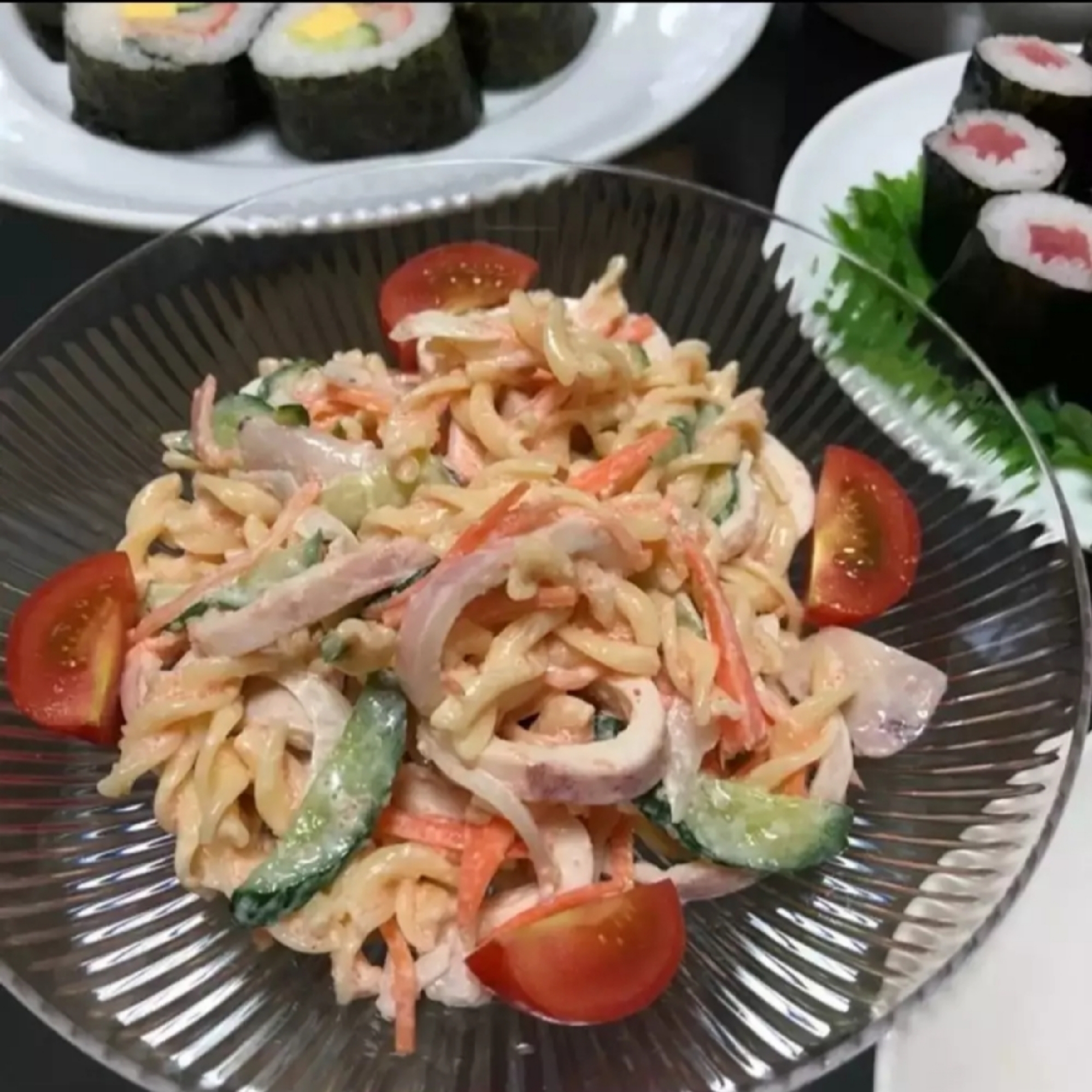 イカと明太子のマカロニサラダ(お惣菜風)