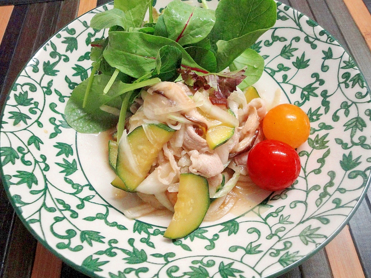 ポン酢で簡単!ズッキーニときのこの冷しゃぶサラダ☆